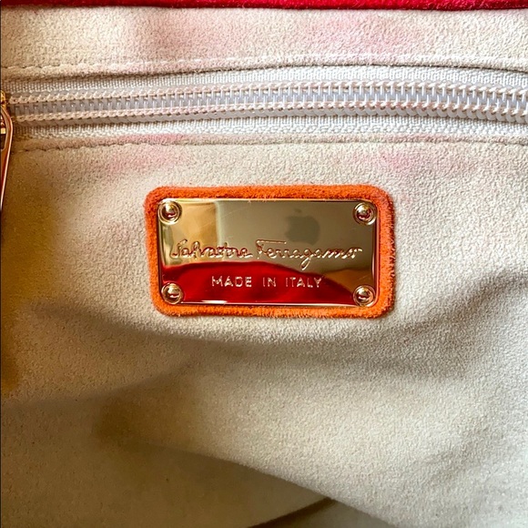 Salvatore Ferragamo Orange Purple Suede Haley Bag - Picture 12 of 15